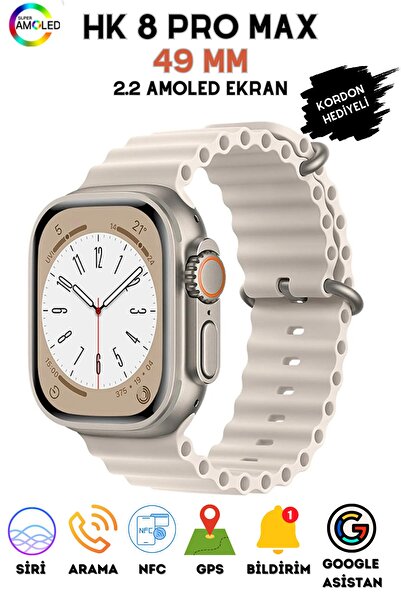 NS Store Hk8 Pro Max Akıllı Saat Amoled Ekran Pusula / Gps / NFC /Siri Aktif ...