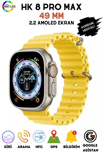 NS Store Hk8 Pro Max Akıllı Saat Amoled Ekran Pusula / Gps / NFC /Siri Aktif Tüm Cihazlara Uyumlu
