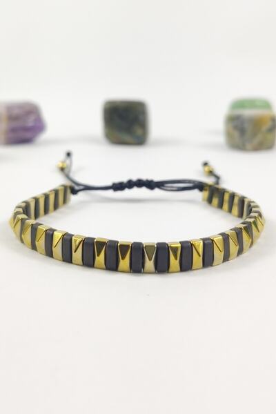 Ayya Aksesuar سوار من الحجر الطبيعي الهيماتيت الطاقة جاما سيريوس للجنسين