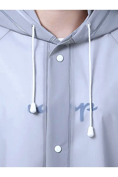 AVİPOLES Gray Raincoat Eva Fabric Hooded Unisex Raincoat