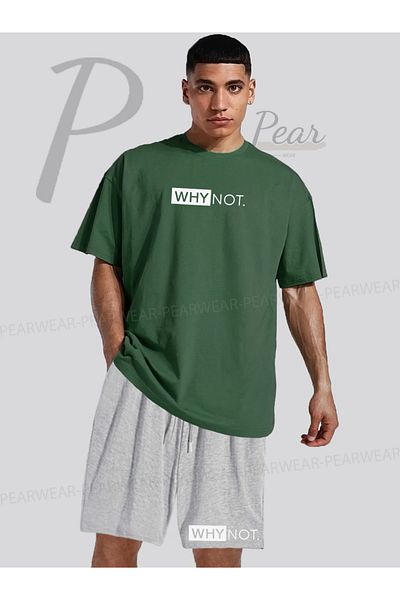 Pear Wear Men's Why Not Printed Oversize T-Shirt Shorts Double Set