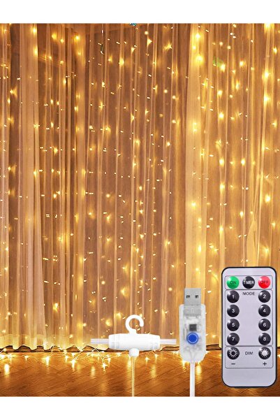 Patladı Gitti Perde Led Işık 3 x 3 Metre 300 Ledli Kumandalı Usb'li 8 Animasy...