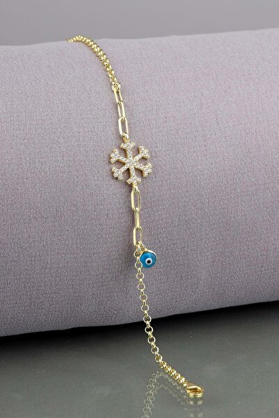 Else Silver Elagance Tasarım Nazar Sallantılı Gümüş Kar Tanesi Bileklik