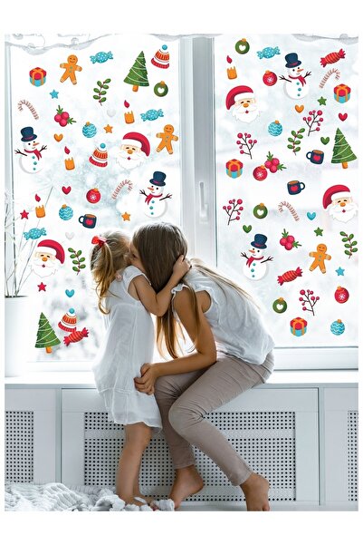 LİPYOS Ornamente de Anul Nou, Moș Crăciun, Bomboane, Pom de pin și Ornamente Autocolant decorativ din sticlă