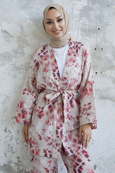 InStyle Valeria Kimono Belted Set - Red