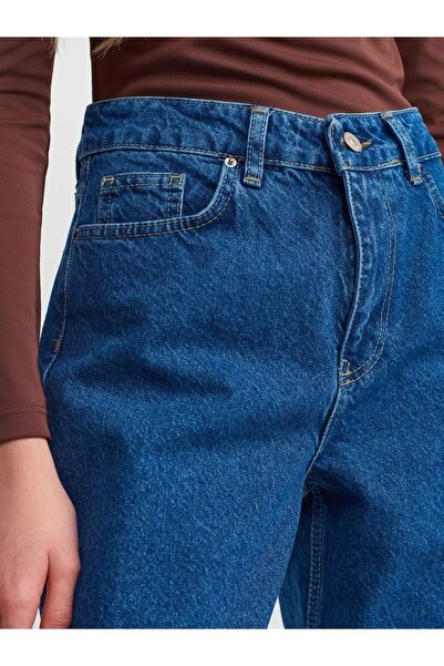 Bella denim Mavi Yüksek Bel Likralı Slim Fit Mom Jean Pantolon