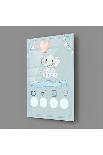 Haydi Dekor Cute Heart Elephant Baby Development Glass Table Board
