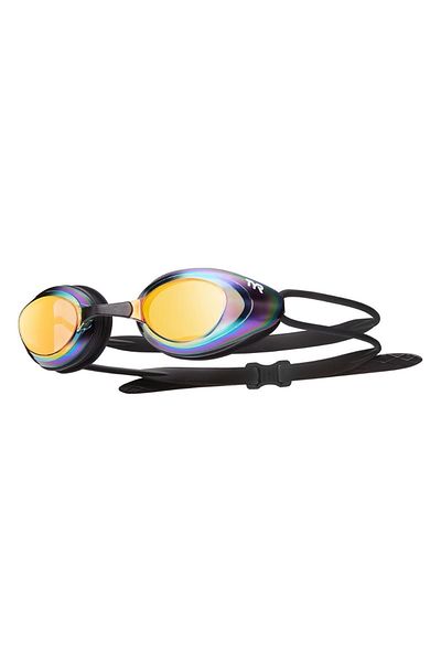 TYR Sport TYR BlackHawk ذهبي/معدني، نظارات سباحة ملونة عاكسة، نظارات تدريب
