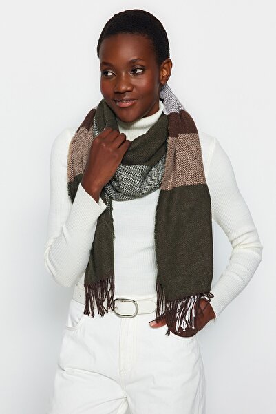 Trendyol Collection Vícebarevný blokovaný měkký texturovaný dámský šátek TWOAW24AT00005