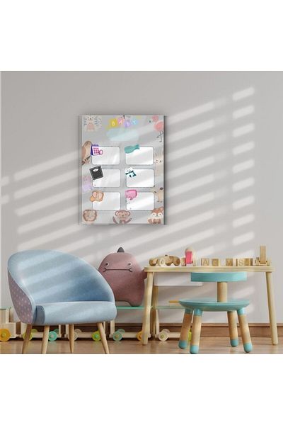 Haydi Dekor Writable and Erasable Cute Animals Themed Children's Development Glass Board