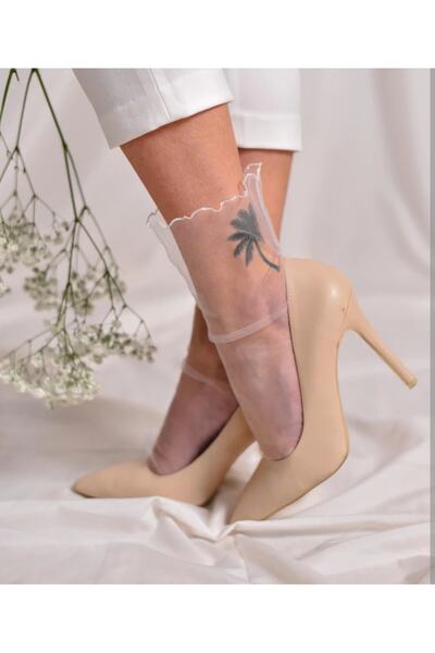 es moda shop Salsa ruffle short gauze socks white