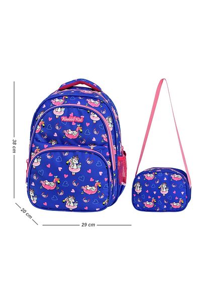Paul Brand Set de ghiozdan și nutriție pentru școală primară cu model unicorn albastru bleumarin Wdll5036