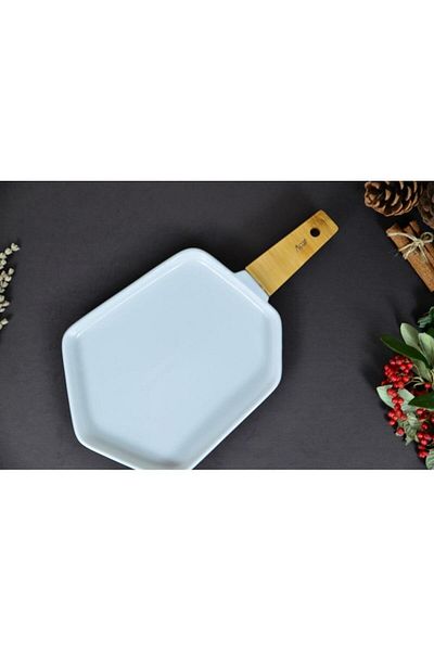 Ünsal Showroom Acar Porcelain Bamboo Handle Presentation Pan PORJ10968