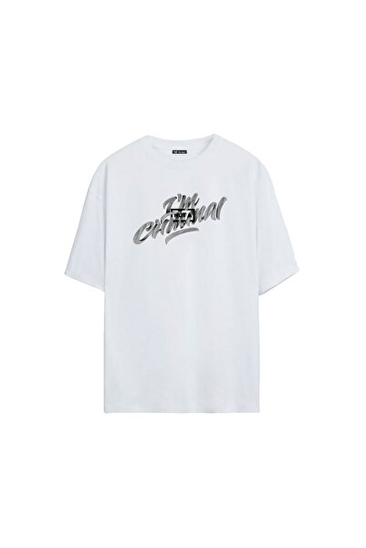 THEWERT Λευκό υπερμεγέθη Unisex Criminal printed T-shirt