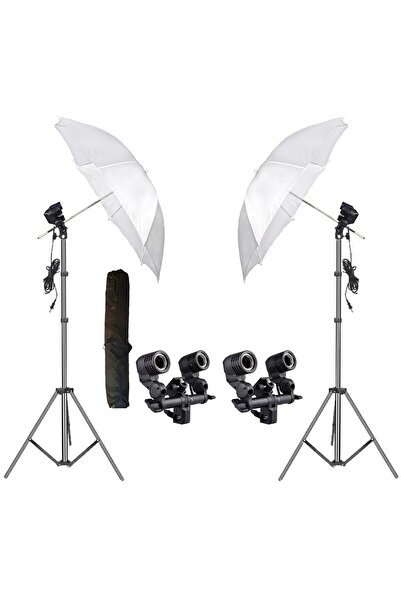 Deyatech 2'li Sabit Beyaz Şemsiye Işık Seti 2 Duylu Double Holder Umbrella Yo...