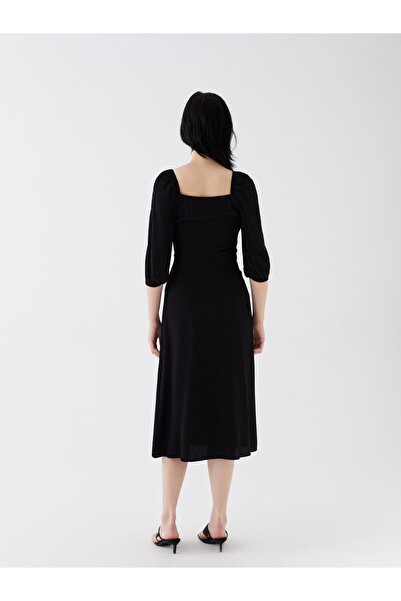 LC Waikiki Obyčejné marocké dámské šaty se čtvercovým límcem