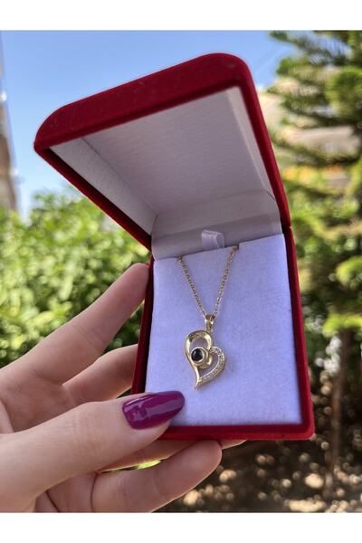 Takıccı Kalp Desen 100 Dilde Seni Seviyorum Kolyesi