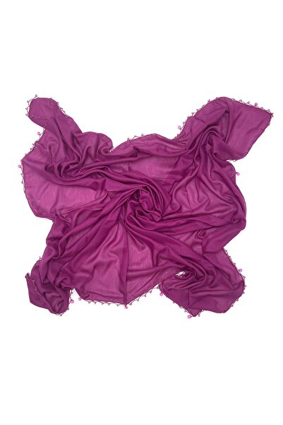 nazipek Pamuklu Damla Inci Boncuklu Eşarp Yüksek Kalite Fuşya Pembe Yazma 100...