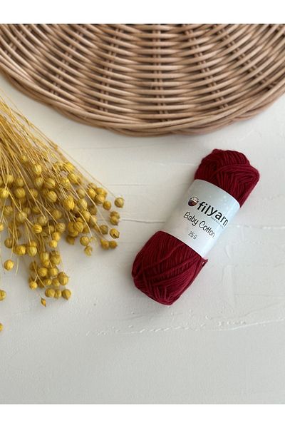 Filyarn Baby Cotton 100% Cotton Punch, Knitted, Amigurumi 25 Gr Cotton Yarn - Claret Red