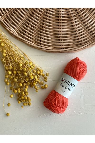 Filyarn Baby Cotton 100% Cotton Punch, Knitting, Amigurumi 25 Gr Cotton Yarn - Pomegranate Flower