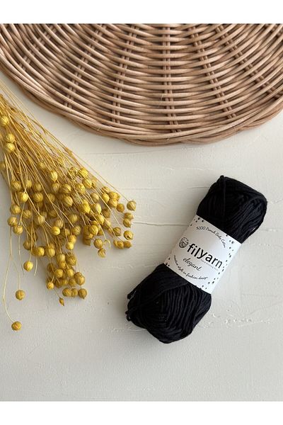 Filyarn Baby Cotton 100% Cotton Punch, Knitted, Amigurumi 25 Gr Cotton Yarn - Black