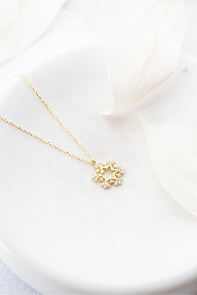 Nereze 925 Ayar Gümüş Gold Kartanesi Tasarım Kolye