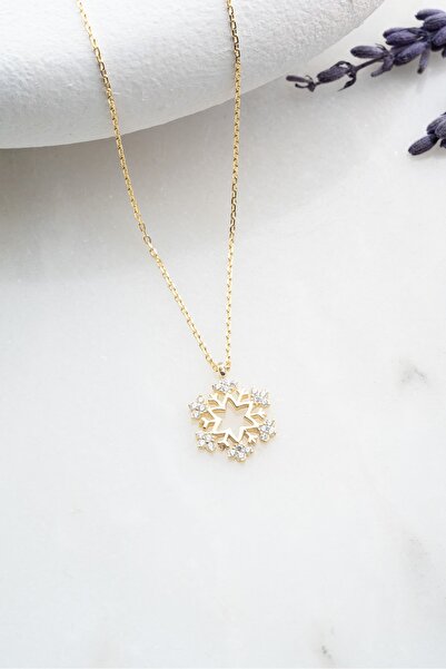 Nereze 925 Ayar Gümüş Gold Kartanesi Tasarım Kolye