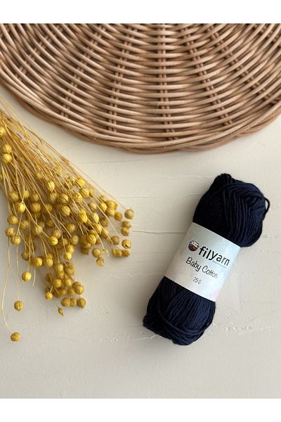 Filyarn Baby Cotton 100% Cotton Punch, Knitted, Amigurumi 25 Gr Cotton Yarn - Navy Blue