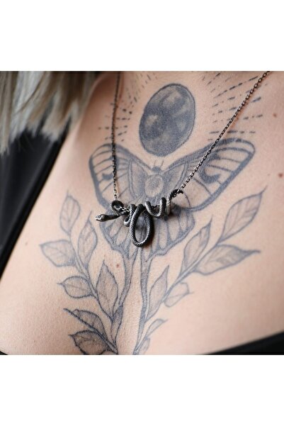 Moko Art Design Yılan 925 Oksitlenmiş Gümüş Kolye