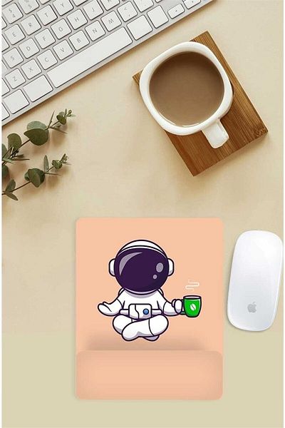 HobiShop Copie - Mouse Pad cu model Yogacı Astronaut cu suport pentru încheietura mâinii