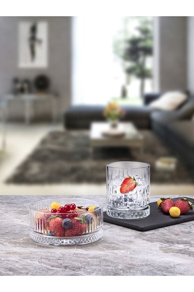 Paşabahçe Elysia 2-Piece Snack Bowl and Elysia 4-Piece Whiskey Glass Whiskey Set Fma05219 Fma03021