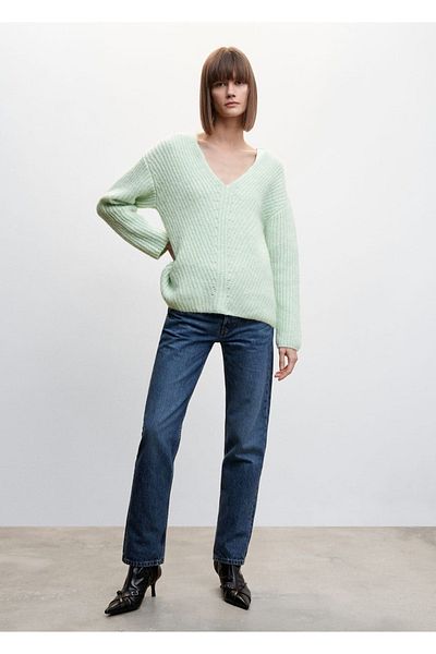 MANGO Woman V-Neck Knitwear Sweater Design