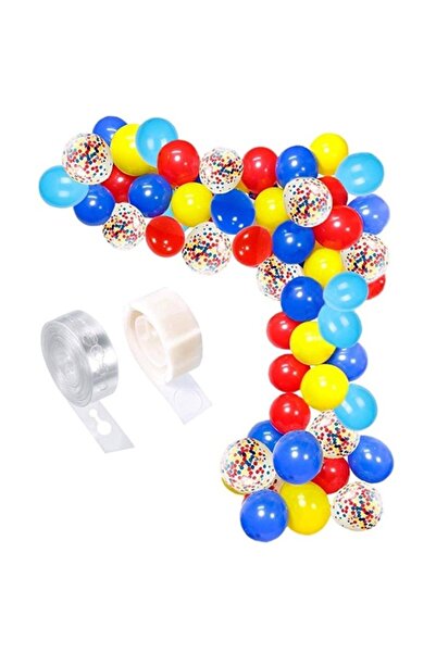 PARTİ SEPETİ مجموعة بالونات سلسلة مع قصاصات ورق ملونة مختلطة 3 أمتار