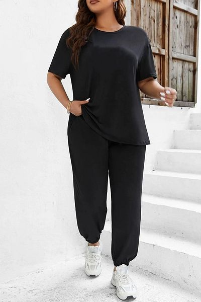 ciwi&life Μαύρο Unisex Λεπτομερής Εκτύπωση Πυξίδας Basic Comfortable Fit Oversize Σετ φόρμας