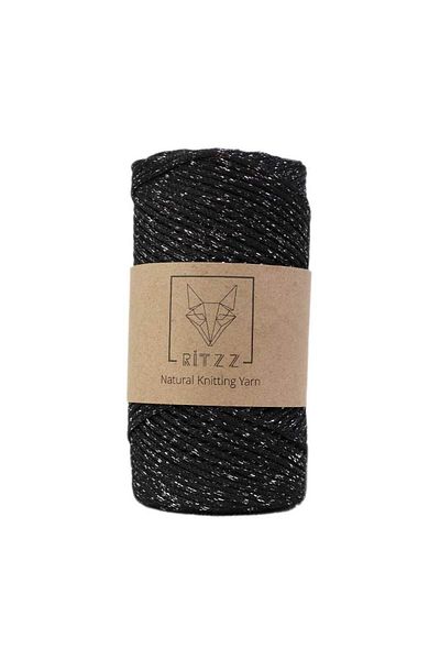Ritzz Σχοινί μακραμέ νήματα 2 MM Μαύρο Ασημί Glitter