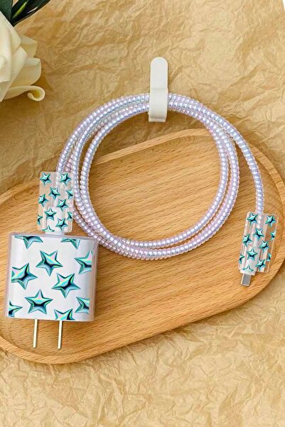 WANNA PROTECT iPhone 18W/20W Uyumlu Sevimli Şeffaf Şarj Başlığı Adaptörü Koru...