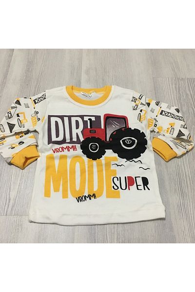 Süpermini Super Mini Baby Supermini 53-50-23 Tractor Patterned 2-Piece Men's Pajama Set 1-3 Years
