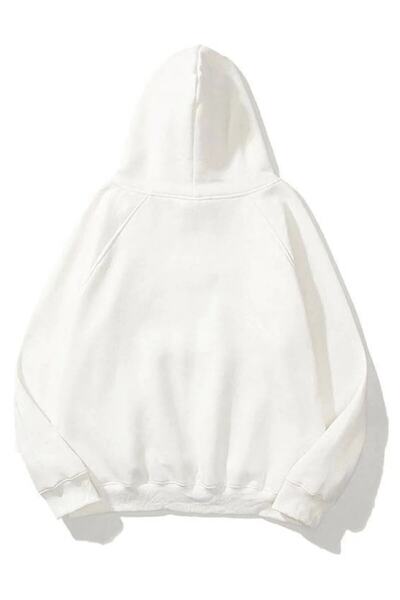 MANCY Large Size Chest Essentials Printed 3 Thread Cotton Hooded Sweatshirt