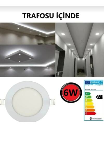 Viesteknoloji 10 ADET Siva altı 6w led panel BUZ BEYAZİ IŞIK dekoratif aydınl...