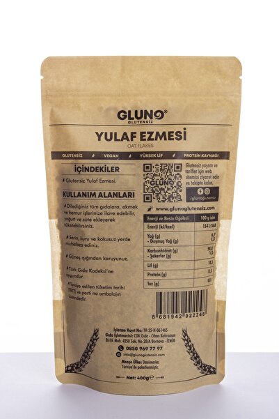 Gluno Glutensiz Yulaf Ezmesi 400 gr