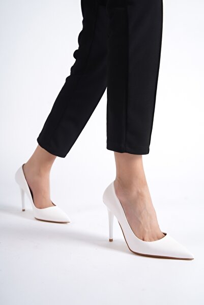 Modabuymus Beyaz Yüksek İnce Topuklu Stiletto Ayakkabı - Lapita