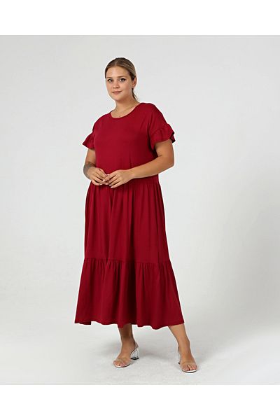 Curvy Trend Rochie cu mâneci cu volan, cu blocuri adunate de mărime Plus