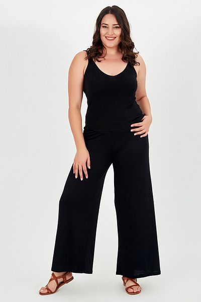 Moda Cazibe Plus Size Loose Cut Viscose Combed Cotton Trousers