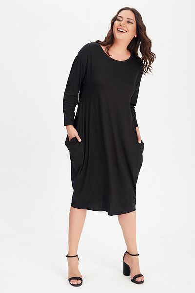 Moda Cazibe Women's Black Plus Size Dress