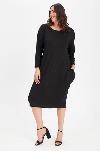Moda Cazibe Women's Black Plus Size Dress