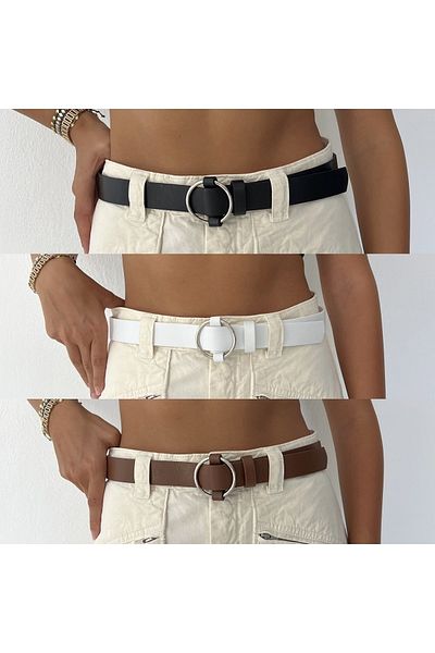 coaksco Women's 3-Piece Belt with Ring Detail