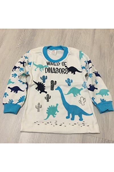 Süpermini Süper Mini Baby Süpermini 53-50-23 Dinazor Desenli 2Li Erkek Pijama Takım 1-3 Yaş