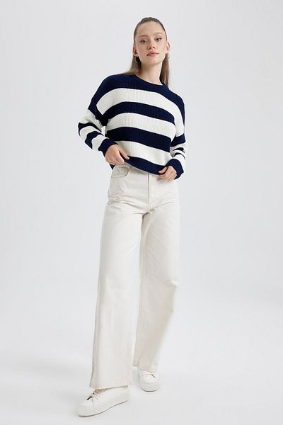 DeFacto Cool Oversize Fit svetr s proužkovaným výstřihem X4931az23wn