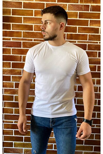 ZCN Basic ανδρικό λευκό μπλουζάκι - Εξαιρετικά στενή εφαρμογή, αθλητική εφαρμογή, δεν ρίχνει χρώματα