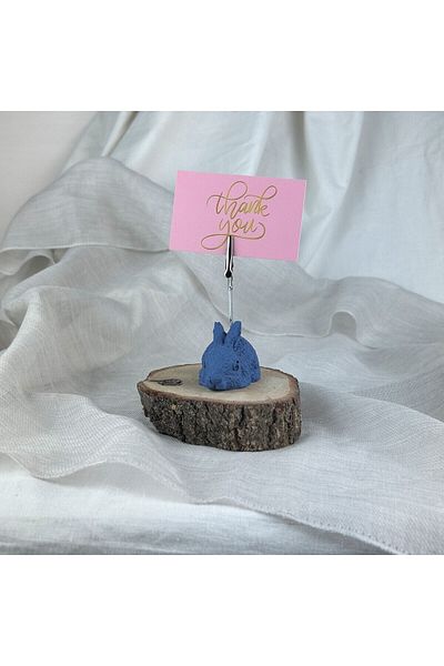 oasis decoration Gray Blue Rabbit Note Holder, Photo Holder